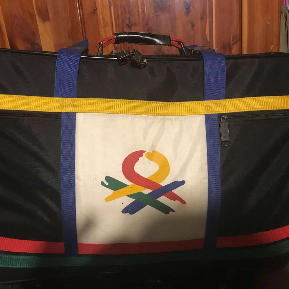 Black, Beige, Blue & Red Flame Logo Tote